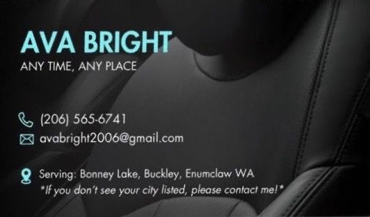 Attention to Detail business card on a detailed leather seat